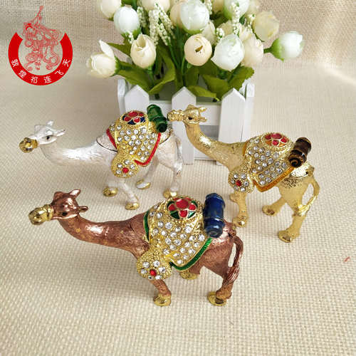 敦煌骆驼工艺品合金镶钻首饰盒家居装饰品桌面摆件文创旅游纪念品