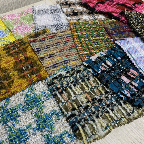 Mingyu香家大牌时尚编织粗花呢面料 小香风花式呢粗纺服装布料