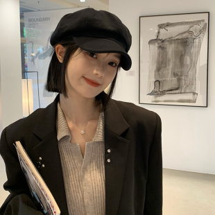 帽子假发一体女波波头短直发一刀切自然时尚百搭逼真韩版潮贝雷帽