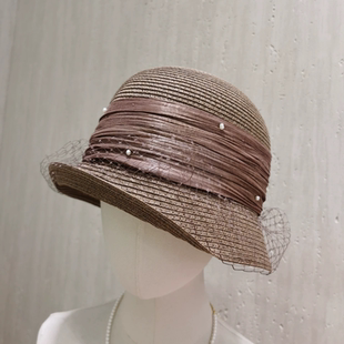 原创设计法式复古优雅气质遮阳帽女夏季防晒草编帽