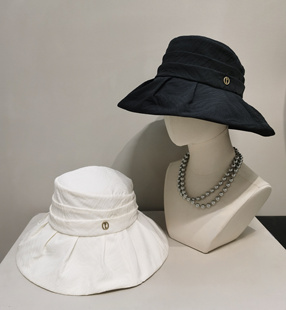 设计师款大檐遮阳帽女2025春夏褶皱渔夫帽盆帽出游防晒帽子太阳帽