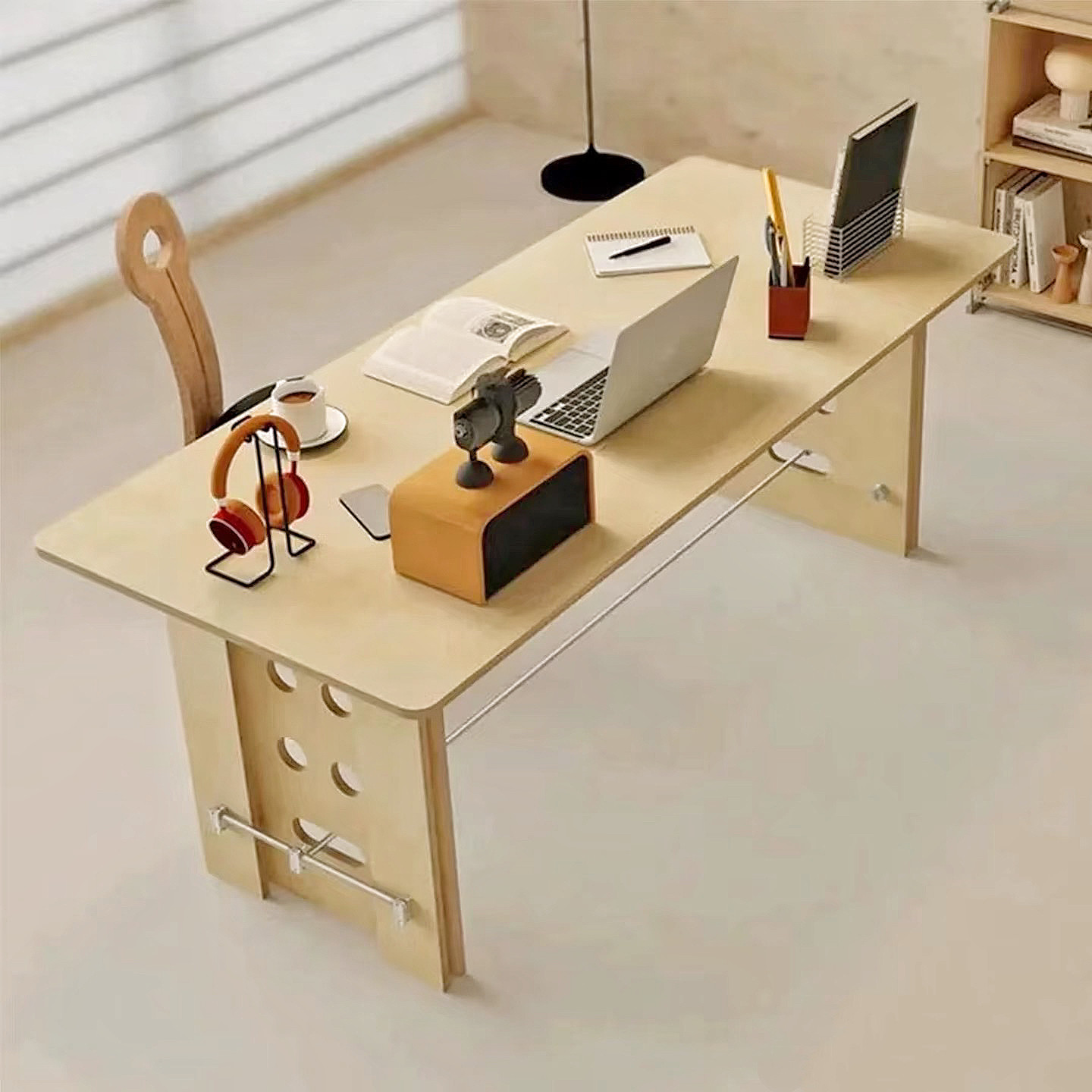 海洋板光轴书桌办公会议桌中古极简长方形工作台书房书桌店铺岛台,住宅家具,书桌,淘宝优惠券,粉丝福利购,淘宝优惠卷