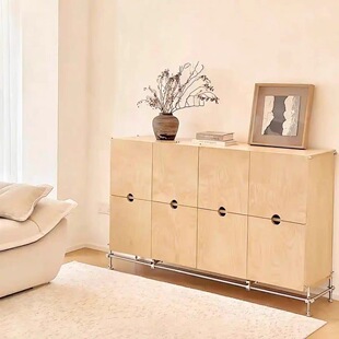 桦木海洋板收纳柜落地复古光轴柜子储物柜餐边柜玄关柜