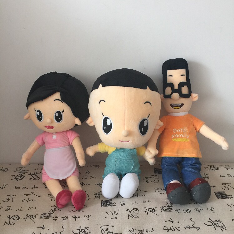 大头儿子小头爸围裙妈妈毛绒玩具公仔一家三口布娃娃儿童玩偶一套