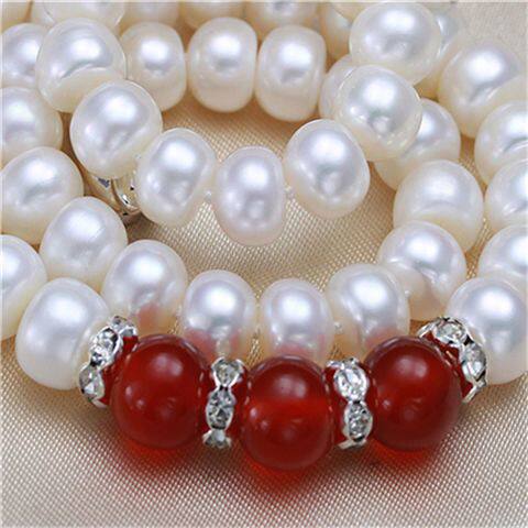 天然珍珠项链玛瑙款项链正品 送妈妈奶奶婆婆礼盒 特价包邮