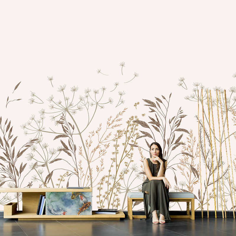 现代简约植物叶子电视背景墙壁纸8d立体背景墙壁画轻奢高级感墙布