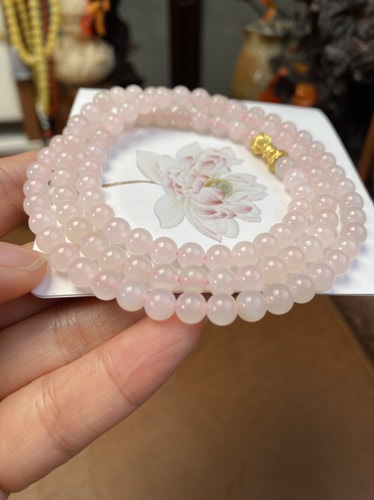 天然高品质冰藕粉项链简约高级毛衣链冰底藕粉和田玉手链6mm