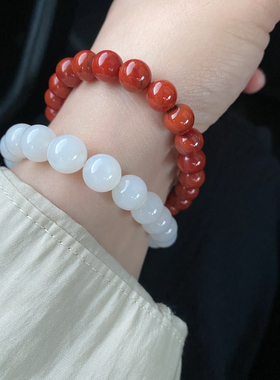 精品新疆和田玉羊脂白玉转运珠手串和田玉料子细腻收藏品和田玉