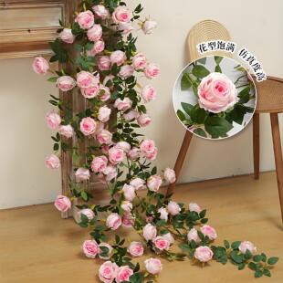 仿真玫瑰花蔓藤网红打卡瀑布假花墙景区造景民宿门店吊顶装饰花艺