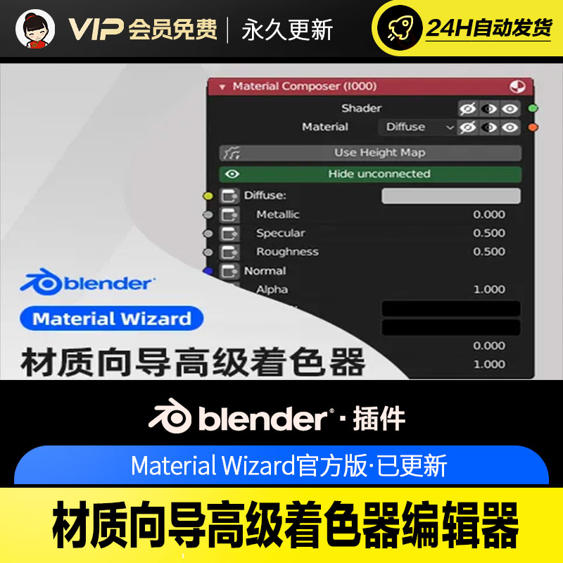 Blender材质向导高级着色器编辑器 - Material Wizard