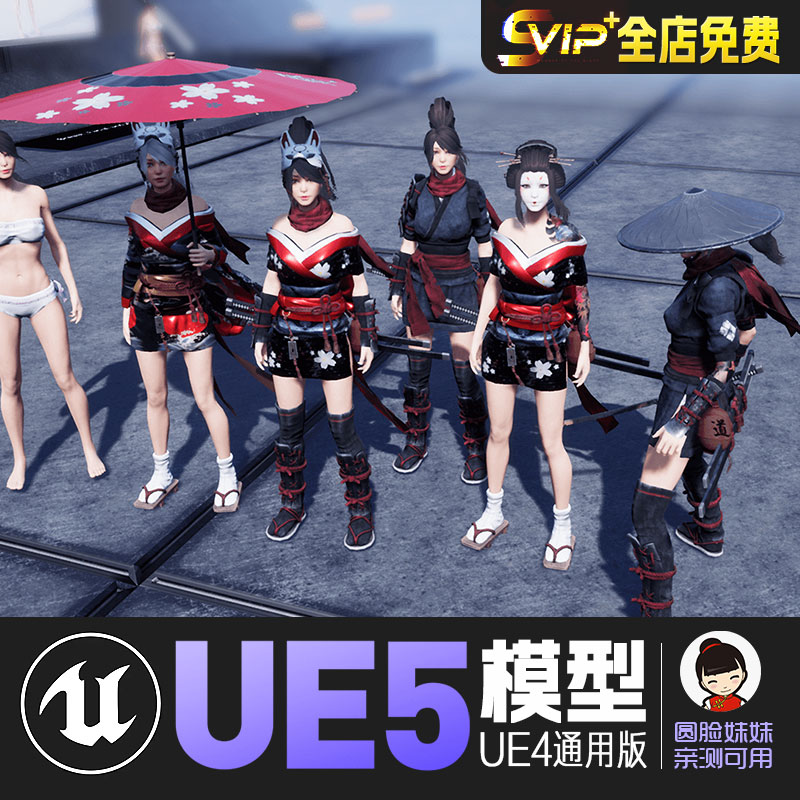 UE4虚幻5角色人物资产Katanami Shadow Character日本女忍者武士