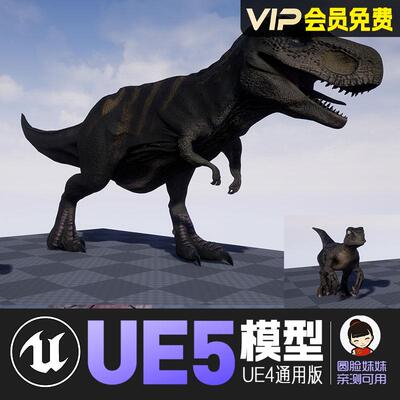 UE5虚幻4_恐龙迅猛龙伶盗龙动画角色模型 Velociraptor