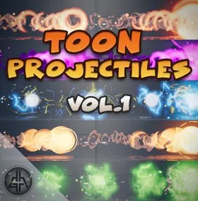 UE5虚幻4_光波能量波 拖尾粒子卡通特效Toon Projectiles Vol 1