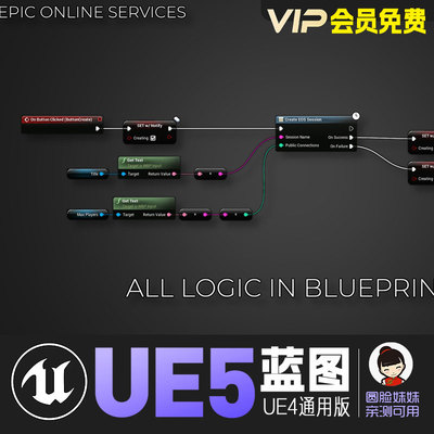 UE5虚幻4-Epic在线服务接入系统联机登录成就蓝图插件EOS Core