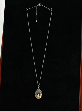 欧美复古个性小众设计外贸双面流苏银色泉眼长毛衣链