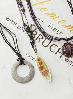 美式风紫色猫眼石质感涩谷短项链