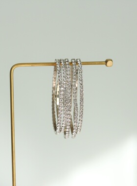 韩国正版百搭男女通用叠戴银色锆石细弹力全镶平平无奇闪亮亮手链