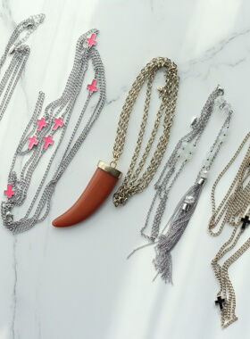 欧美外贸老货夸张装饰个性长腰链毛衣链两用