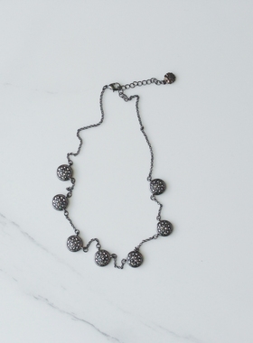 美式复古黑色多挂坠Monet莫奈小众设计百搭中短项链