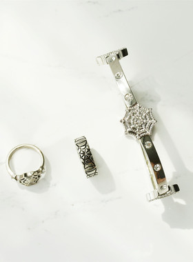 美式电影蜘蛛侠联名款红色锆石满镶蜘蛛侠面具项链手链耳钉套装