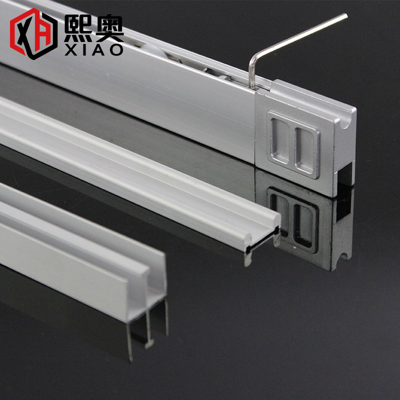 玻璃移门轨道槽推拉滑道槽双轨道推拉门滑轨展示橱柜滑轮趟门静音