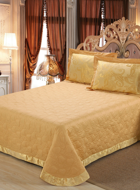 全棉欧式奢华贡缎提花夹棉床盖加厚床单1.5 1.8 2m米床可配三件套