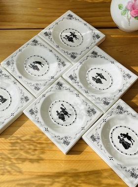 现货德国唯宝洛可可剪影洛可可情侣人物像长方瓷盘挂画 装饰挂件