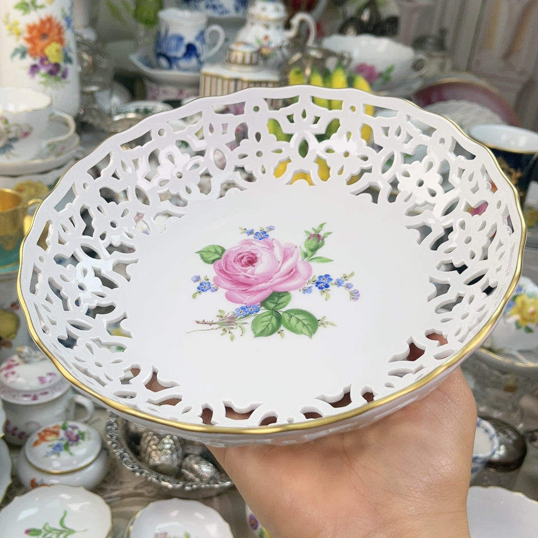 Meissen一等中国结镂空盘