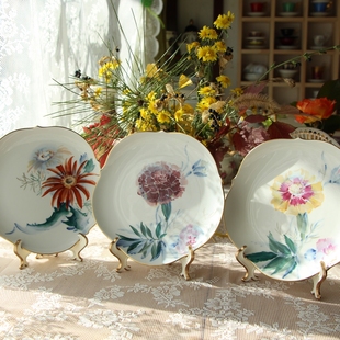现货德国Meissen印象派画风墨彩手绘点心盘18.5cm 1等 3款 花色