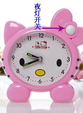 闹钟创意儿童可爱卡通夜光新款KT猫书桌卧室床头钟学生闹钟床头钟