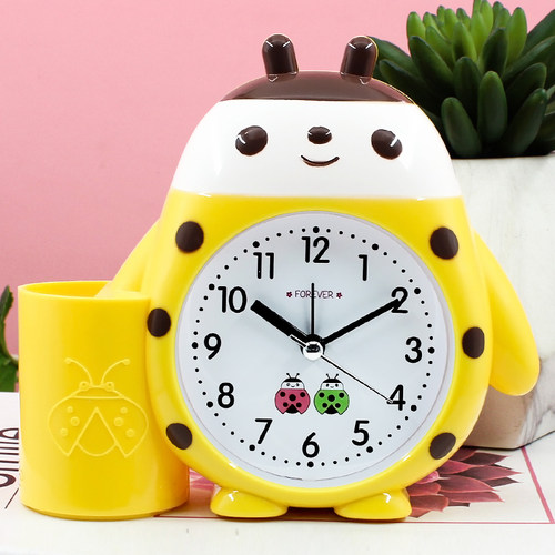 闹钟儿童可爱卡通学生起床学习钟表时尚创意甲壳虫摆件床头小座钟