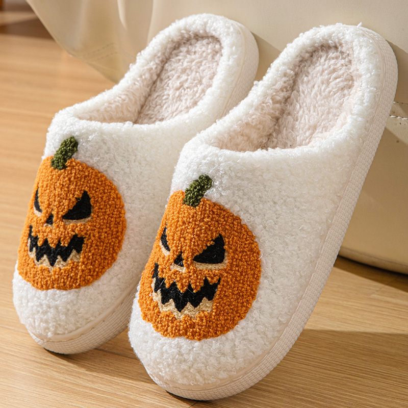 男女笑脸厚底秋冬棉拖鞋保暖毛毛绒家居室内防滑木地板月子鞋情侣