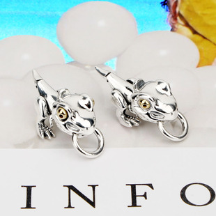 银势 S925纯银复古个性小恐龙关节可活动吊坠潮男嘴卡环项链挂坠