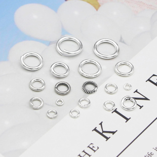 银势S925纯银素银diy配件开口银环闭口小环手链项链搭扣连接圆圈