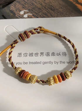 手工编织双层4股桃花结手绳可直接穿珠孔径大于2mm饰品手链