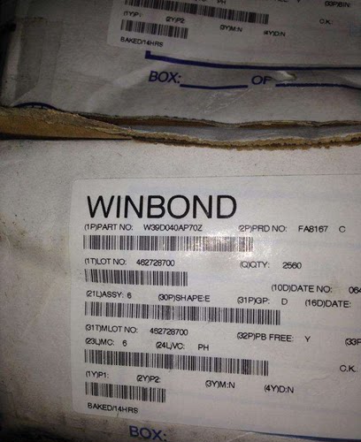 计时芯片 W39L040AP70Z WINBOND PLCC 原厂原装现货