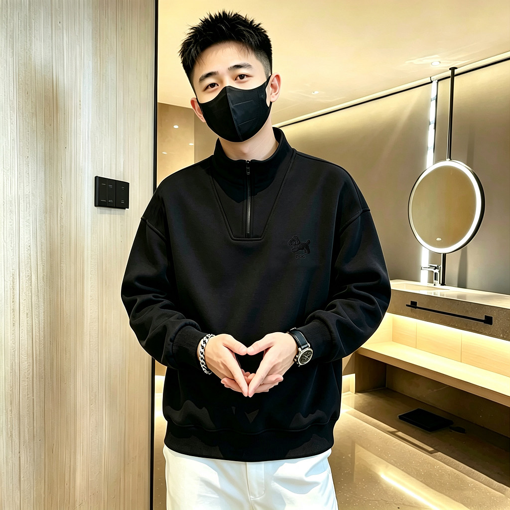 男士半拉链立领宽松卫衣