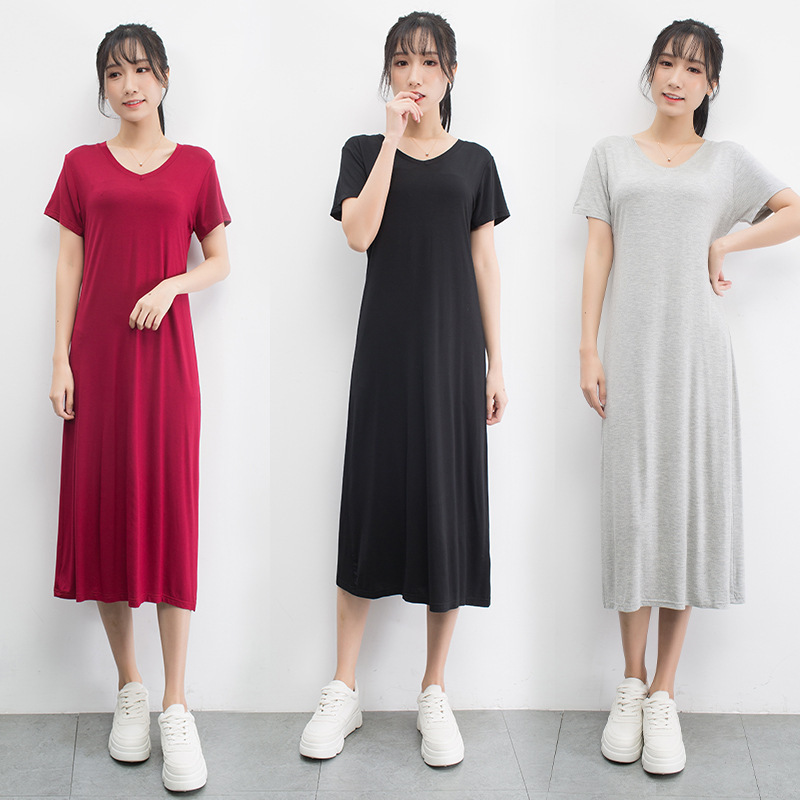 Spring and summer new women's large short sleeve dress with fat sister collar showing thin buttocks and slim long skirt