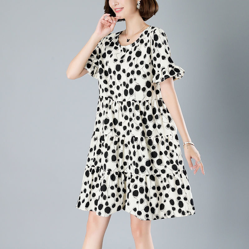 Summer new wide lady dress noble mother lady large loose and thin age reducing skirt