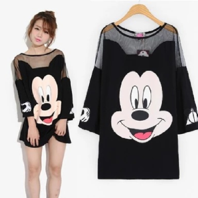 Summer new Korean women's cartoon printing oversize loose and fattened T-shirt short sleeve