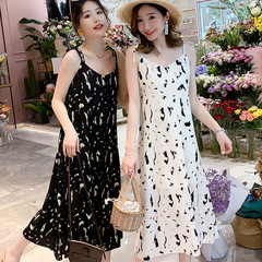 Boudoir suspender dress summer fashion new style temperament print skirt super fairy seaside vacation vest skirt