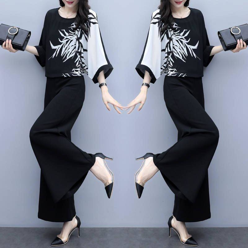 Short sleeve pants sportswear women's summer new fashion large size loose running casual wear two piece thin