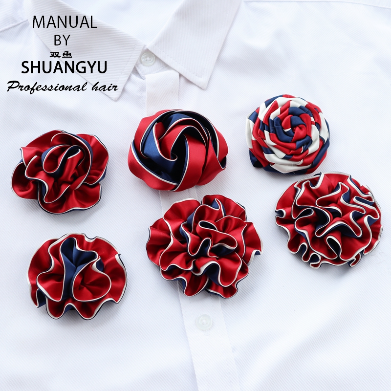 红色蝴蝶结工作服红白蓝学院风银行邮政领花女头花领结配套胸花