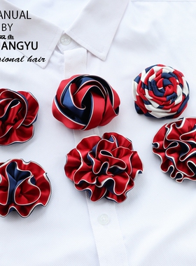红色蝴蝶结工作服红白蓝学院风银行邮政领花女头花领结配套胸花