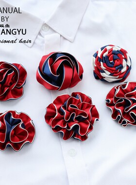 红色蝴蝶结工作服红白蓝学院风银行邮政领花女头花领结配套胸花