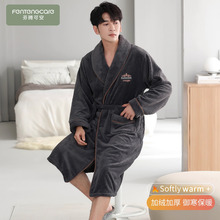 睡袍男士冬季珊瑚绒加绒加厚秋冬款法兰绒浴袍冬厚实冬天睡衣男款