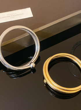 欧美时尚三层缠绕街拍手镯男女个性创意几何手环小众设计饰品