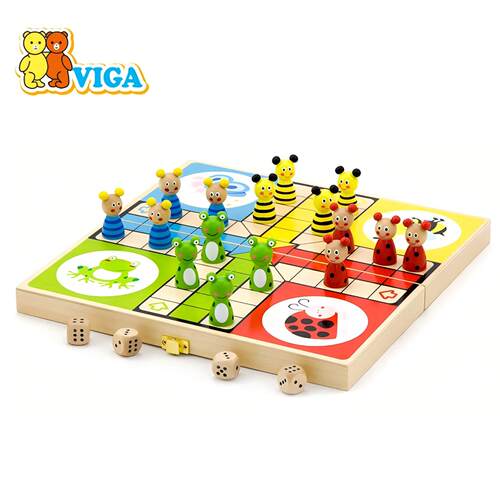 VIGA唯嘉动物飞行棋益智木质玩具