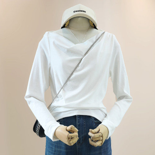 大码女装一字肩长袖t恤女