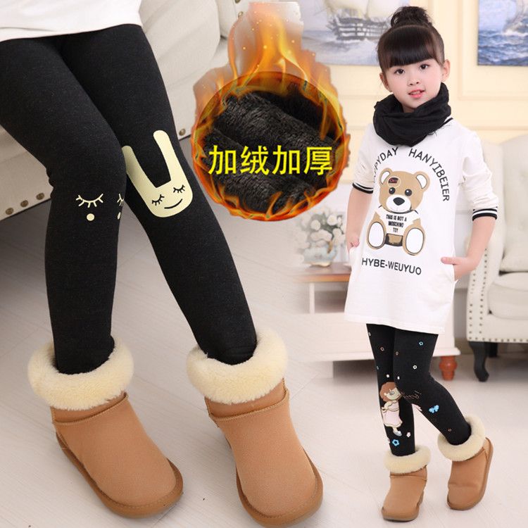儿童打底裤新款秋冬季加绒加厚女孩子童装宝宝外穿保暖棉裤长裤子